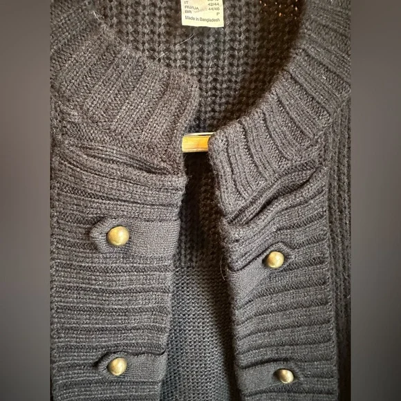 Venus Long Duster Cardigan Sweater Size Small Gold Button Captain Military - Picture 2 of 8